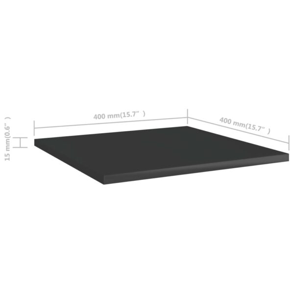 vidaXL Bookshelf Boards 4 pcs High Gloss Black 15.7"x15.7"x0.6" Engineered Wood - Image 5