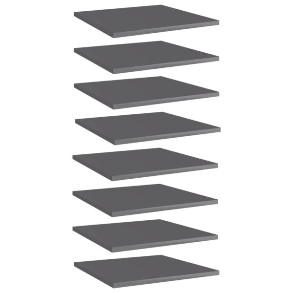 vidaXL Bookshelf Boards 8 pcs High Gloss Gray 15.7"x15.7"x0.6" Engineered Wood