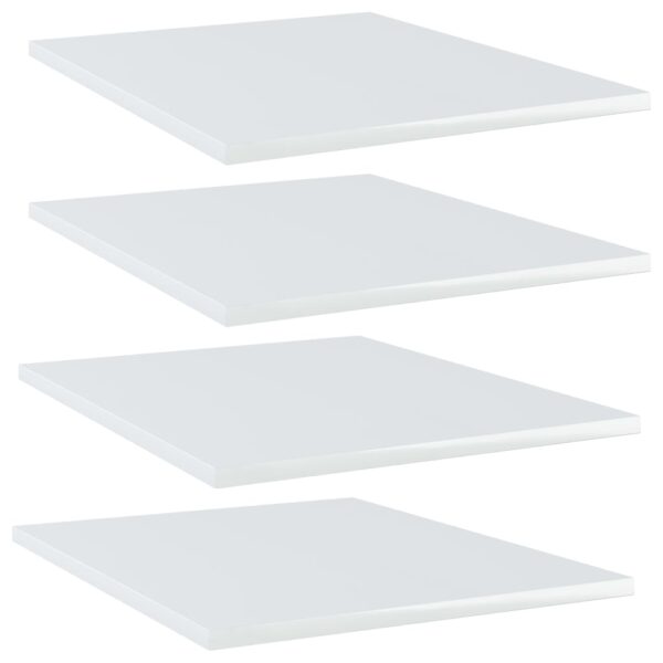 vidaXL Bookshelf Boards 4 pcs High Gloss White 15.7"x19.7"x0.6" Engineered Wood