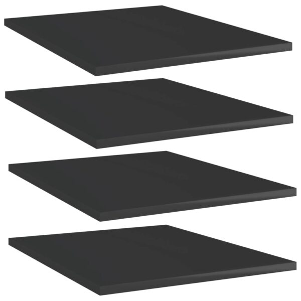 vidaXL Bookshelf Boards 4 pcs High Gloss Black 15.7"x19.7"x0.6" Engineered Wood