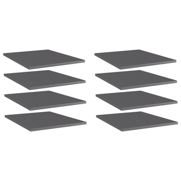 vidaXL Bookshelf Boards 8 pcs High Gloss Gray 15.7"x19.7"x0.6" Engineered Wood