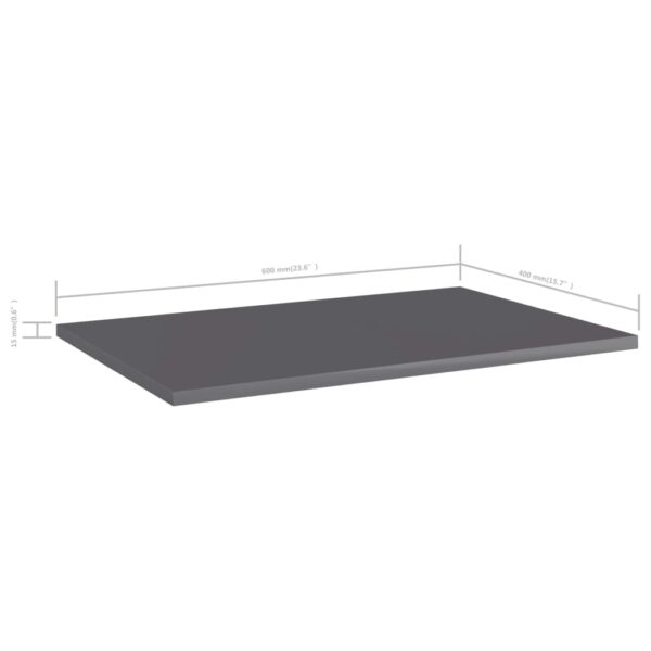 vidaXL Bookshelf Boards 4 pcs High Gloss Gray 23.6"x15.7"x0.6" Engineered Wood - Image 5