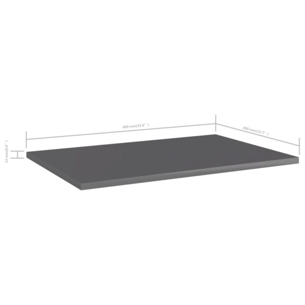 vidaXL Bookshelf Boards 8 pcs High Gloss Gray 23.6"x15.7"x0.6" Engineered Wood - Image 5