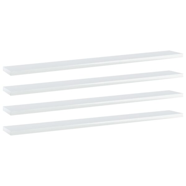 vidaXL Bookshelf Boards 4 pcs High Gloss White 31.5"x3.9"x0.6" Engineered Wood