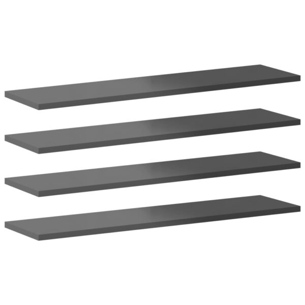 vidaXL Bookshelf Boards 8 pcs High Gloss Gray 31.5"x7.9"x0.6" Engineered Wood - Image 2