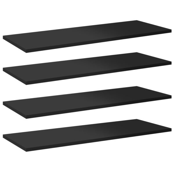 vidaXL Bookshelf Boards 8 pcs High Gloss Black 31.5"x11.8"x0.6" Engineered Wood - Image 2