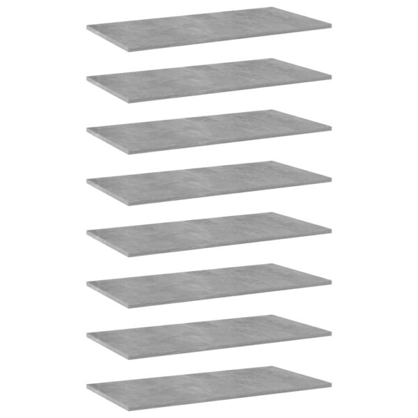 vidaXL Bookshelf Boards 8 pcs Concrete Gray 31.5"x15.7"x0.6" Engineered Wood