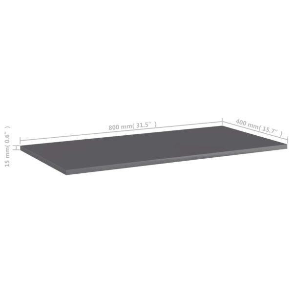 vidaXL Bookshelf Boards 4 pcs High Gloss Gray 31.5"x15.7"x0.6" Engineered Wood - Image 5