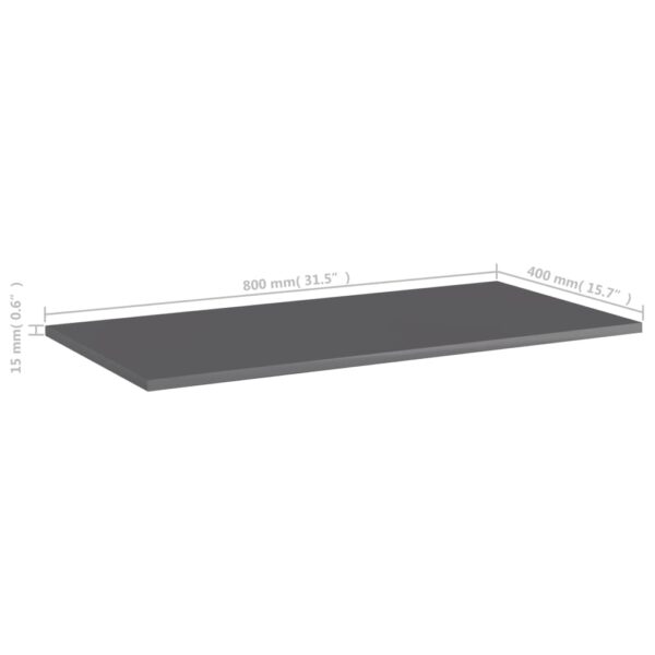 vidaXL Bookshelf Boards 8 pcs High Gloss Gray 31.5"x15.7"x0.6" Engineered Wood - Image 5