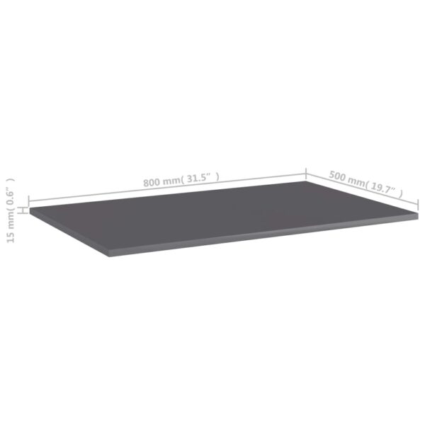 vidaXL Bookshelf Boards 4 pcs High Gloss Gray 31.5"x19.7"x0.6" Engineered Wood - Image 5