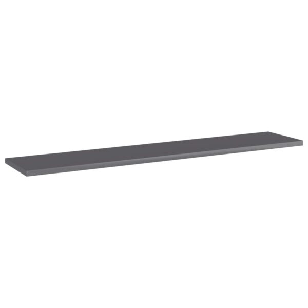 vidaXL Bookshelf Boards 4 pcs High Gloss Gray 39.4"x7.9"x0.6" Engineered Wood - Image 2