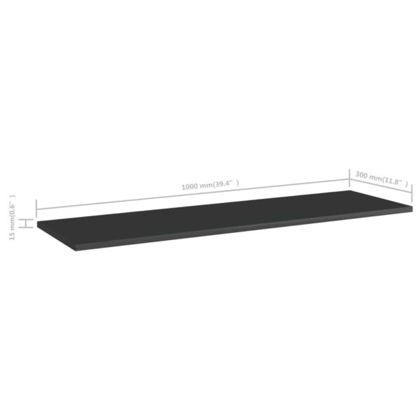 vidaXL Bookshelf Boards 8 pcs High Gloss Black 39.4"x11.8"x0.6" Engineered Wood - Image 5