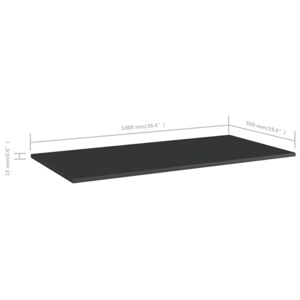 vidaXL Bookshelf Boards 4 pcs High Gloss Black 39.4"x19.7"x0.6" Engineered Wood - Image 5