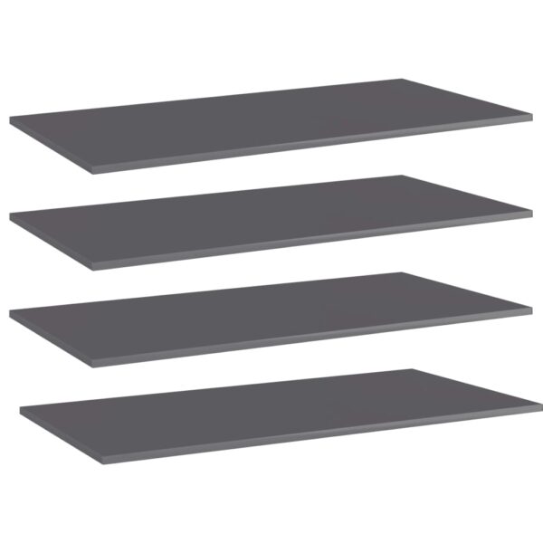 vidaXL Bookshelf Boards 4 pcs High Gloss Gray 39.4"x19.7"x0.6" Engineered Wood