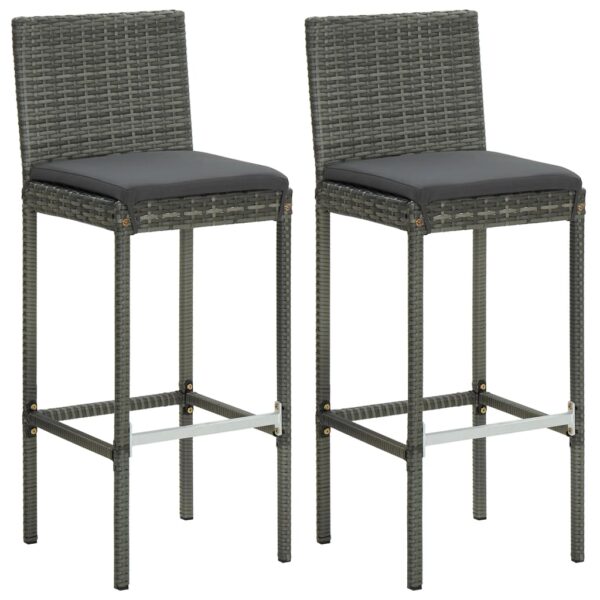 vidaXL 3 Piece Patio Bar Set with Cushions Gray - Image 3