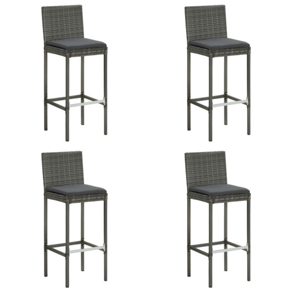 vidaXL 5 Piece Patio Bar Set with Cushions Gray - Image 3