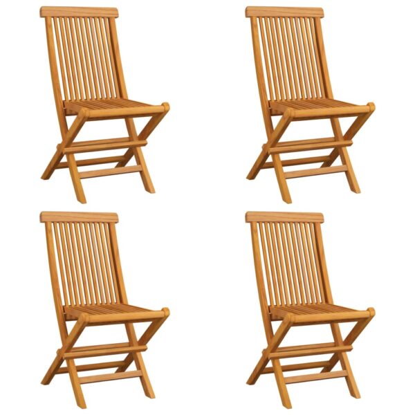 vidaXL Patio Chairs with Blue Cushions 4 pcs Solid Teak Wood - Image 3