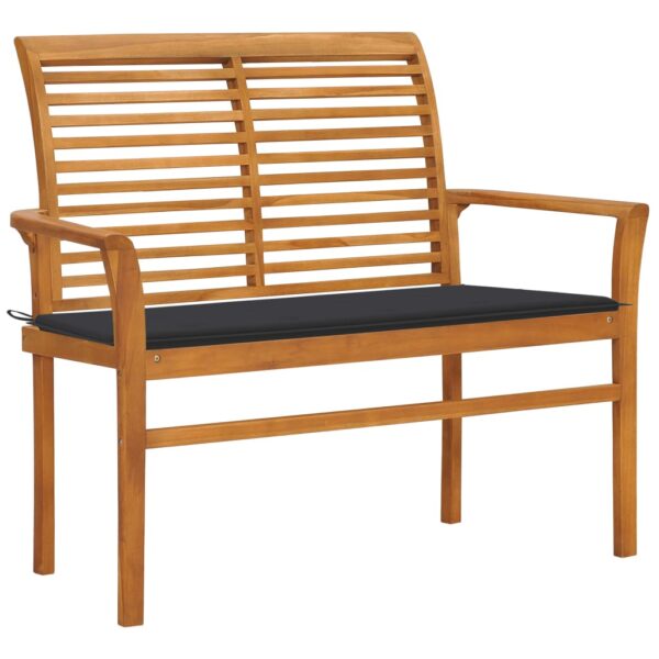 vidaXL Patio Bench with Anthracite Cushion 44.1" Solid Teak Wood