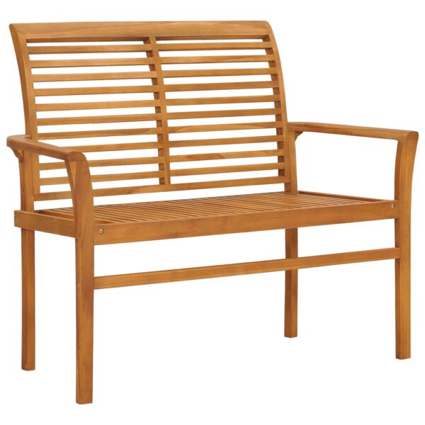 vidaXL Patio Bench with Anthracite Cushion 44.1" Solid Teak Wood - Image 2