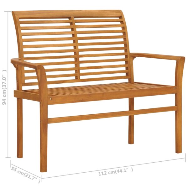 vidaXL Patio Bench with Anthracite Cushion 44.1" Solid Teak Wood - Image 10