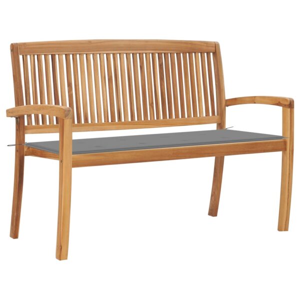 vidaXL Stacking Patio Bench with Cushion 50.6" Solid Teak Wood