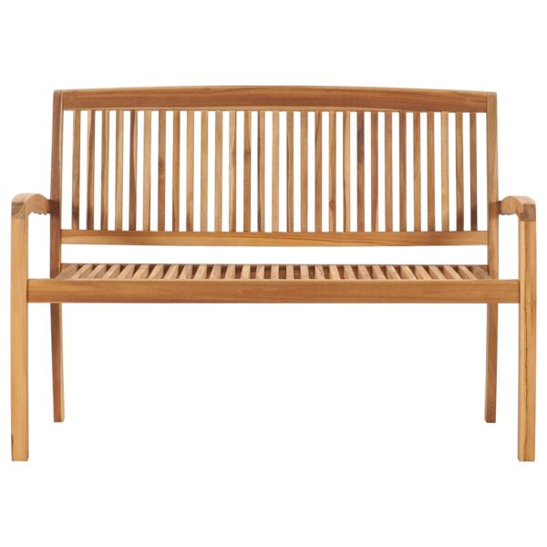 vidaXL Stacking Patio Bench with Cushion 50.6" Solid Teak Wood - Image 3