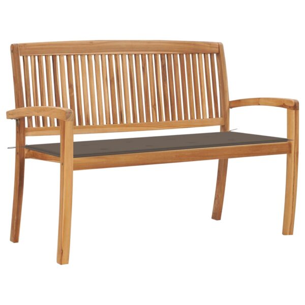 vidaXL Stacking Patio Bench with Cushion 50.6" Solid Teak Wood