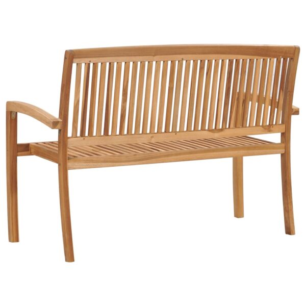 vidaXL Stacking Patio Bench with Cushion 50.6" Solid Teak Wood - Image 5