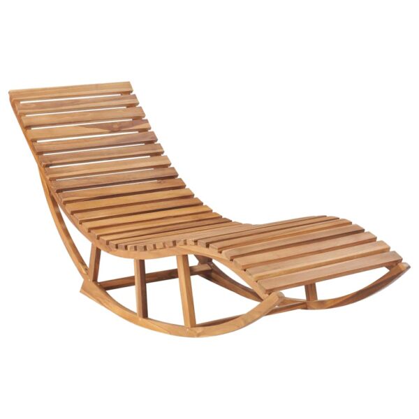 vidaXL Rocking Sun Lounger with Cushion Solid Teak Wood - Image 2