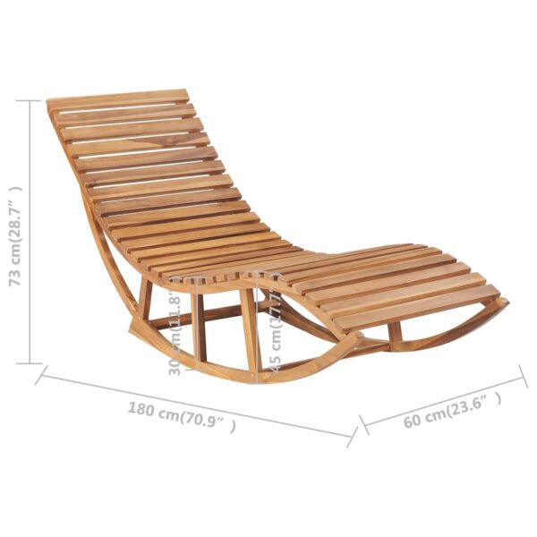 vidaXL Rocking Sun Lounger with Cushion Solid Teak Wood - Image 10