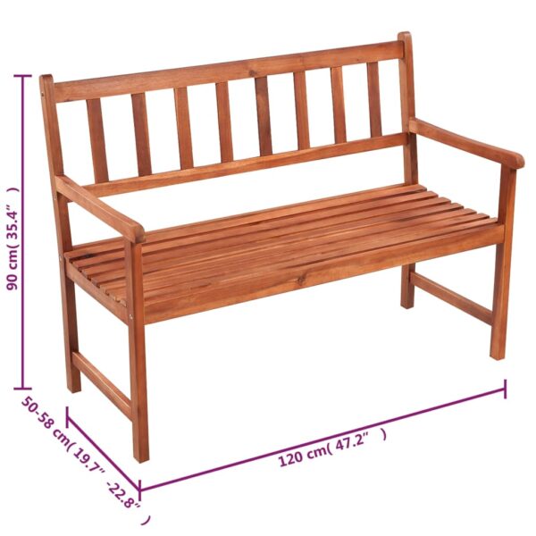 vidaXL Patio Bench with Cushion 47.2" Solid Acacia Wood - Image 8