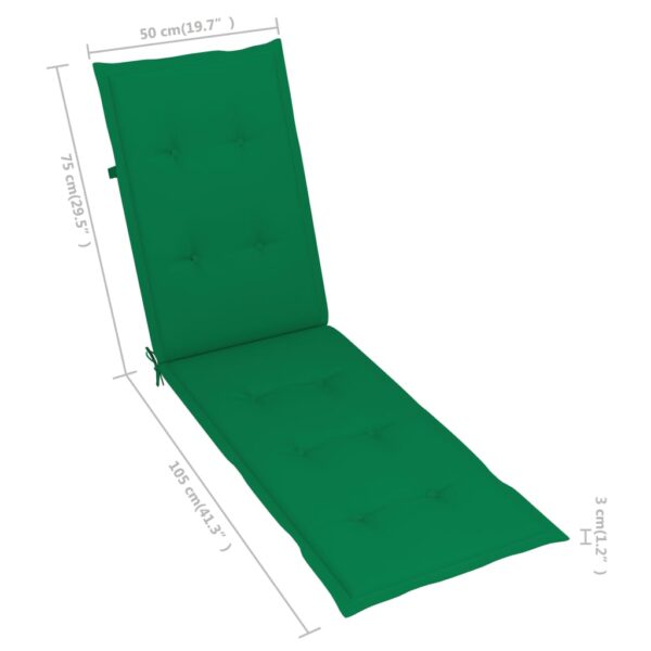 vidaXL Patio Deck Chair with Footrest and Cushion Solid Acacia Wood - Image 11