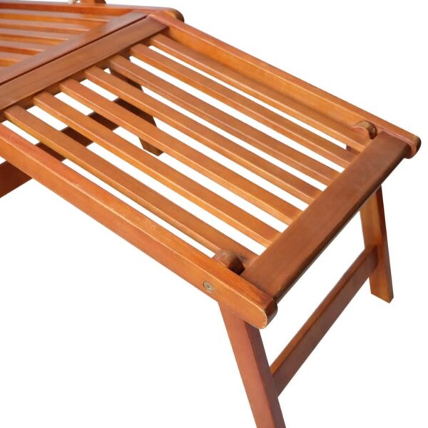 vidaXL Patio Deck Chair with Footrest and Cushion Solid Acacia Wood - Image 5