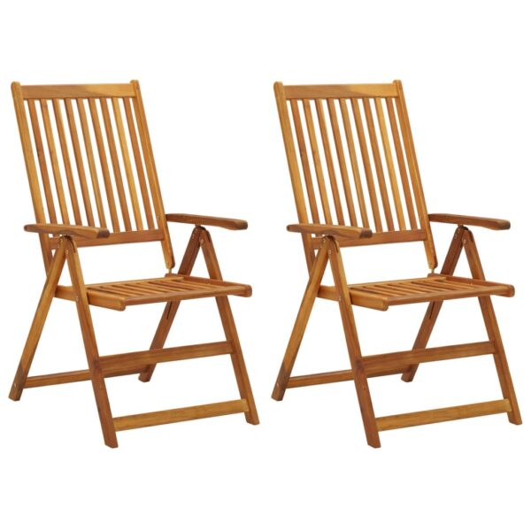 vidaXL Patio Reclining Chairs 2 pcs with Cushions Solid Acacia Wood - Image 2