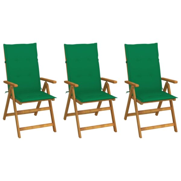 vidaXL Folding Patio Chairs 3 pcs with Cushions Solid Acacia Wood