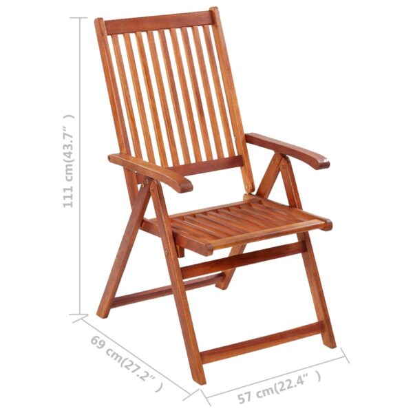 vidaXL Folding Patio Chairs 3 pcs with Cushions Solid Acacia Wood - Image 10