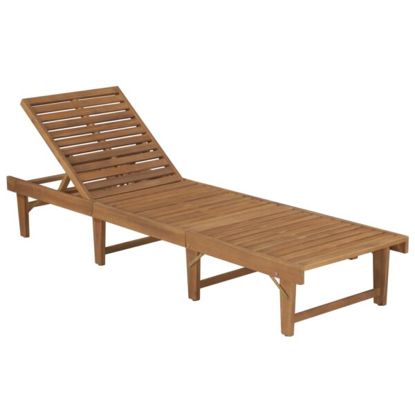 vidaXL Folding Sun Lounger with Cushion Solid Acacia Wood - Image 2