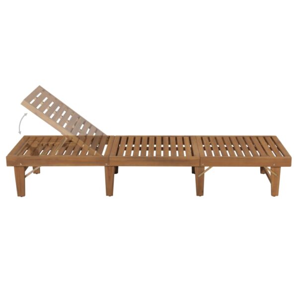 vidaXL Folding Sun Lounger with Cushion Solid Acacia Wood - Image 3