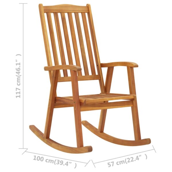 vidaXL Rocking Chair with Cushions Solid Acacia Wood - Image 9