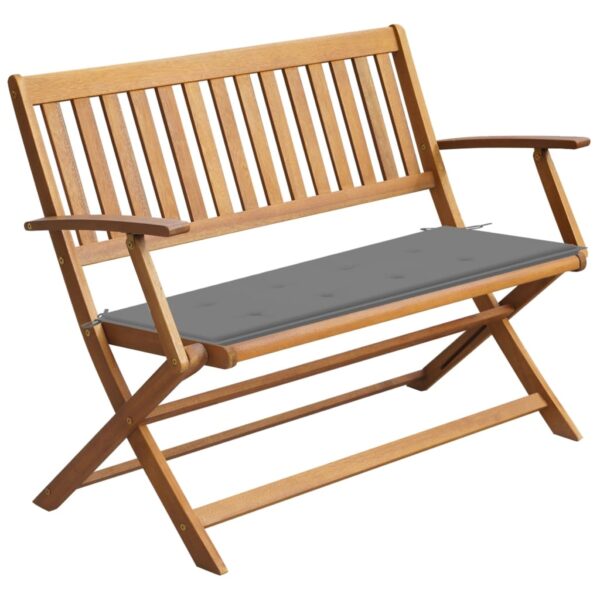 vidaXL Patio Bench with Cushion 47.2" Solid Acacia Wood