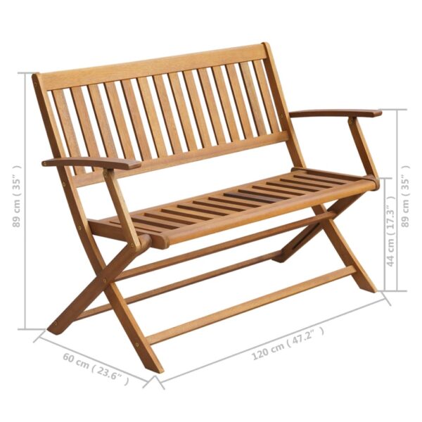 vidaXL Patio Bench with Cushion 47.2" Solid Acacia Wood - Image 8