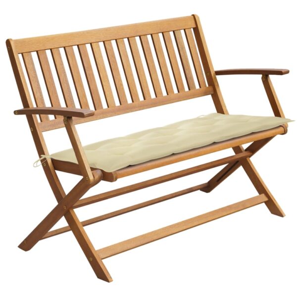 vidaXL Patio Bench with Cushion 47.2" Solid Acacia Wood