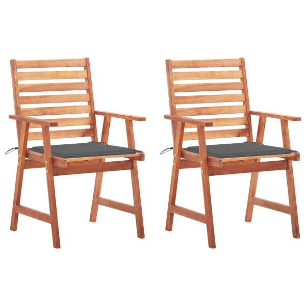 vidaXL Patio Dining Chairs 2 pcs with Cushions Solid Acacia Wood