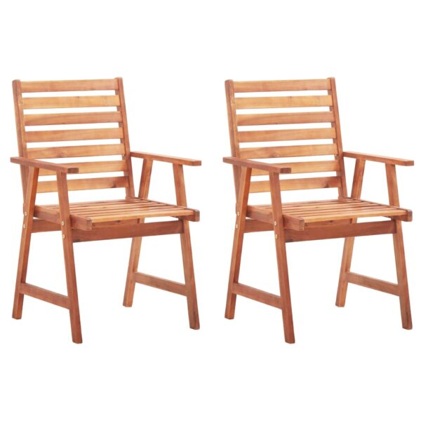 vidaXL Patio Dining Chairs 2 pcs with Cushions Solid Acacia Wood - Image 2