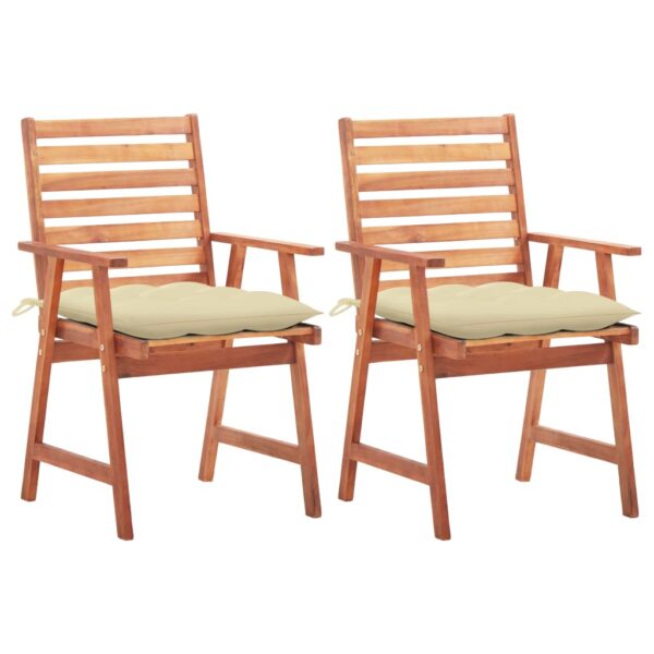 vidaXL Patio Dining Chairs 2 pcs with Cushions Solid Acacia Wood