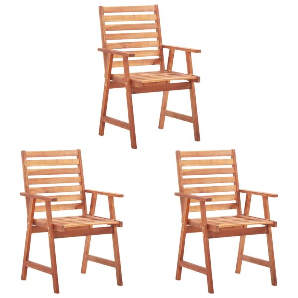 vidaXL Patio Dining Chairs 3 pcs with Cushions Solid Acacia Wood - Image 2