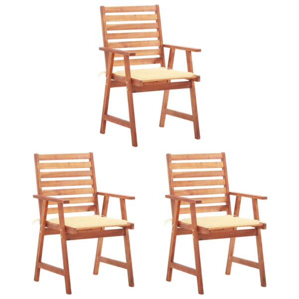 vidaXL Patio Dining Chairs 3 pcs with Cushions Solid Acacia Wood