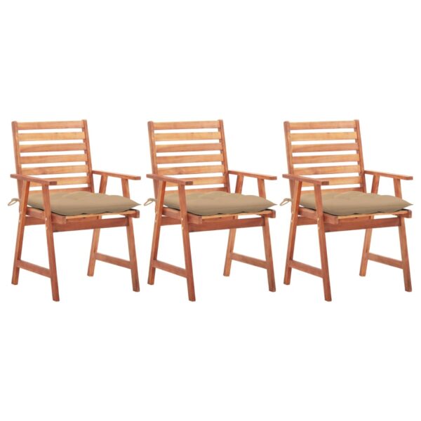 vidaXL Patio Dining Chairs 3 pcs with Cushions Solid Acacia Wood