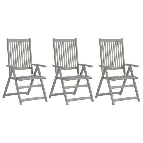 vidaXL Patio Reclining Chairs 3 pcs with Cushions Solid Acacia Wood - Image 2