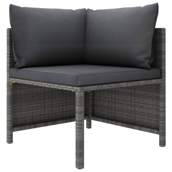 vidaXL 5 Piece Patio Lounge Set with Cushions Poly Rattan Gray - Image 3